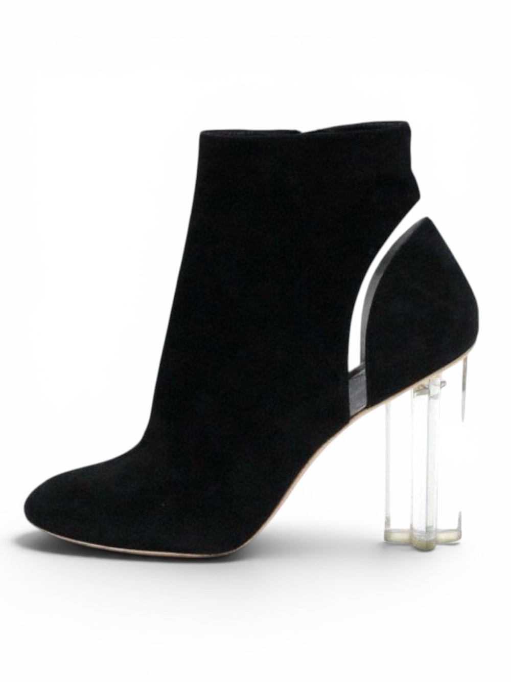 Louis Vuitton Silhouette Ankle Boots Black Suede with Transparent Lucite Heels